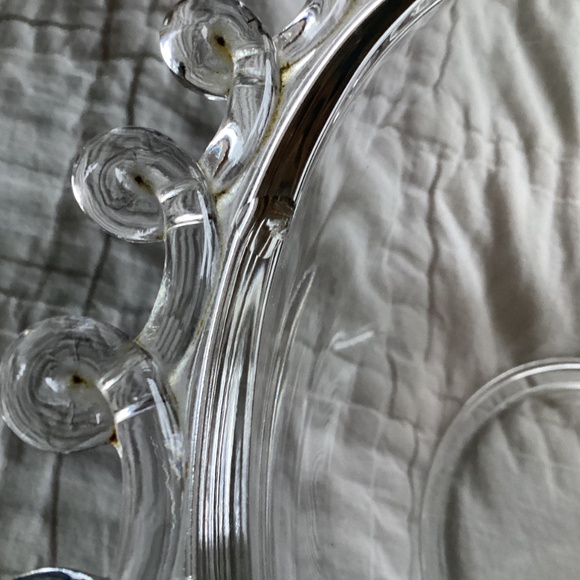 VINTAGE HEISEY LARIAT CLEAR BLOWN GLASS  LARGE CRIMPED BORDER SERVING BOWL - Picture 6 of 8